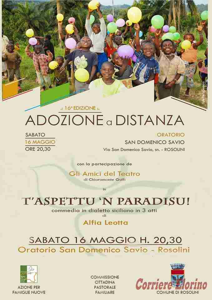 Sabato 16 maggio serata per le adozioni a distanza