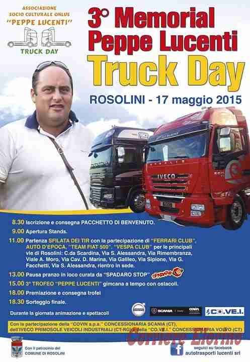 Domenica 17 maggio ritorna il Truck Day, 3° Memorial Peppe Lucenti