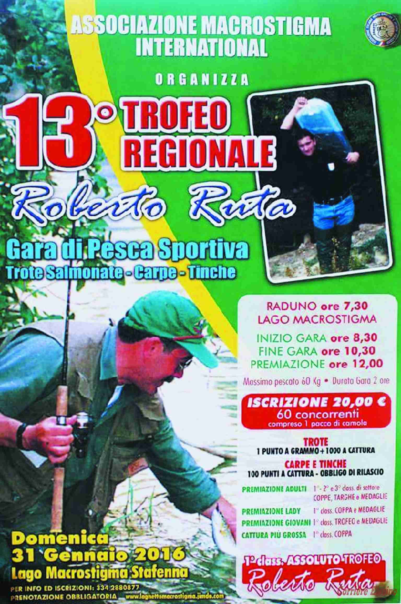 Domenica 31 gennaio 2016 il 13° “Trofeo Regionale Roberto Ruta”