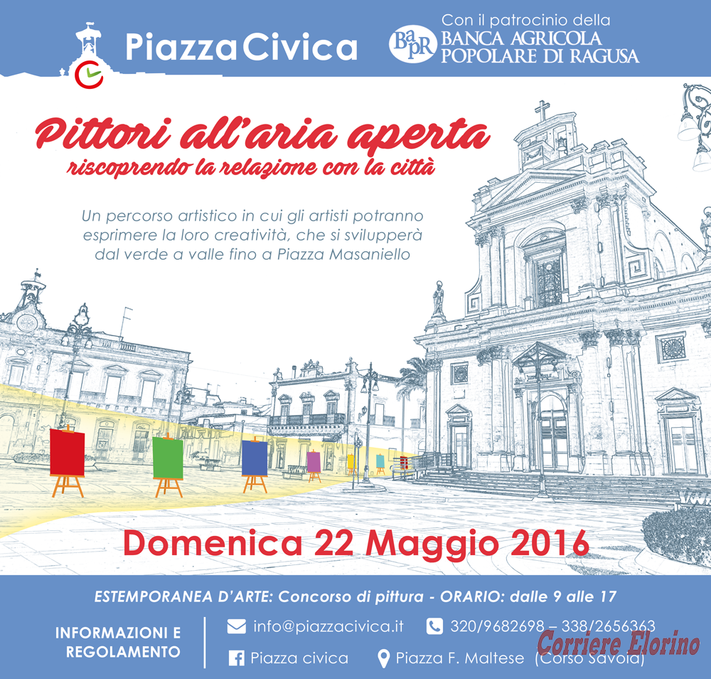 “PrimaVera in Piazza Civica”, il 22 maggio il primo appuntamento “Pittori all’aria aperta, riscoprendo la relazione con la città”