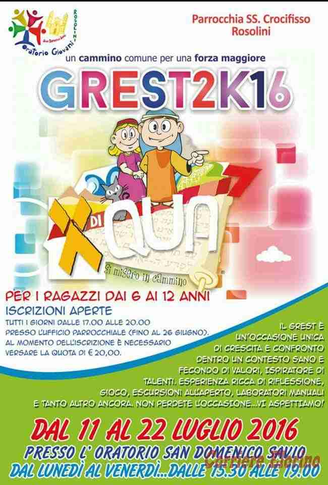 Iscrizioni Grest2K16 “x di qua”