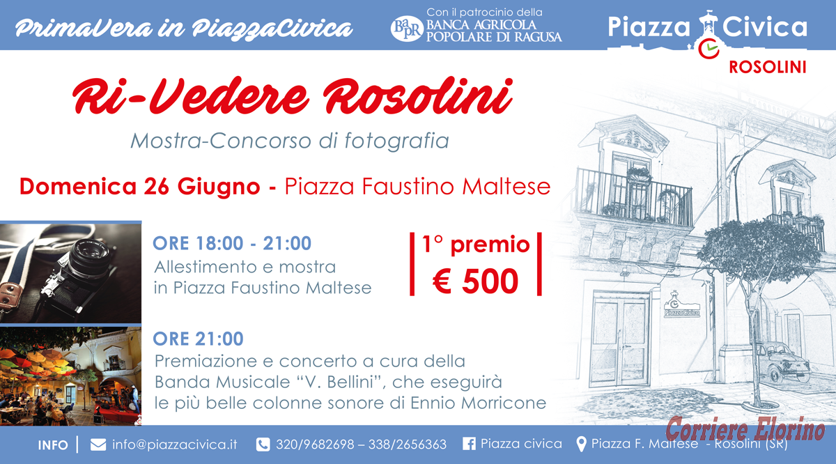 “Ri-vedere Rosolini”, la mostra concorso fotografico chiuderà la “Primavera in Piazza Civica”