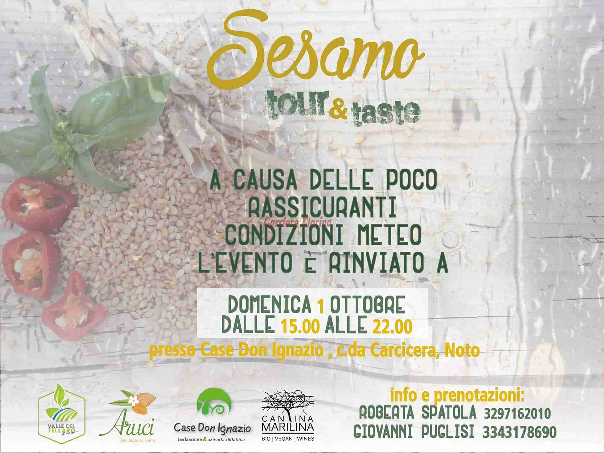 L’evento “Sesamo Tour e Taste” rinviato a domenica 1 ottobre