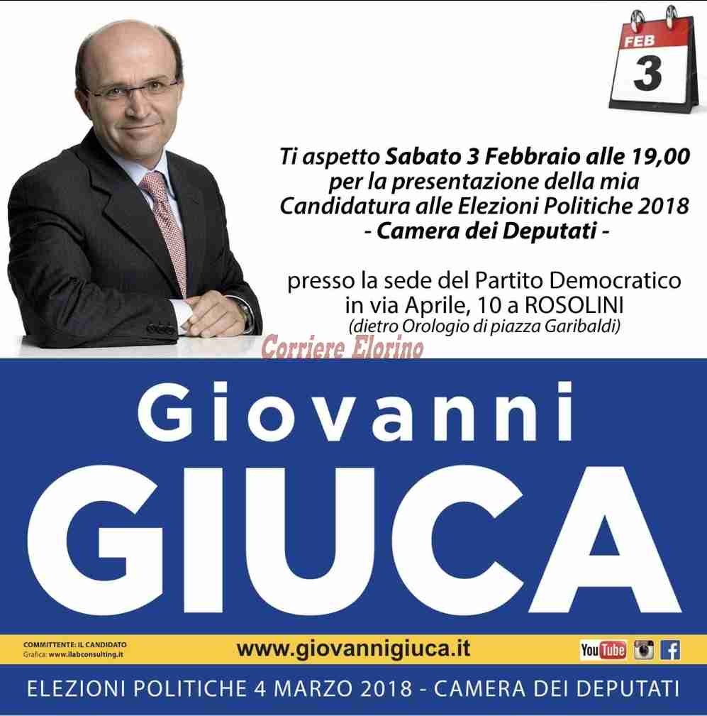 Oggi, alle 19, Giovanni Giuca presenta la sua candidatura alla Camera dei Deputati