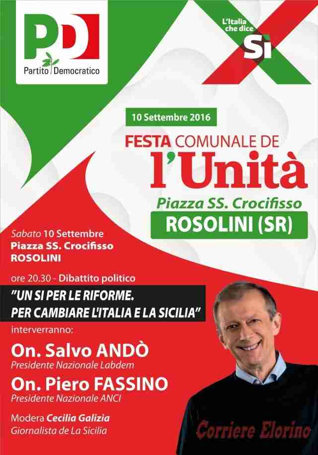 Appuntamento con la “Festa de l’Unità” a Rosolini