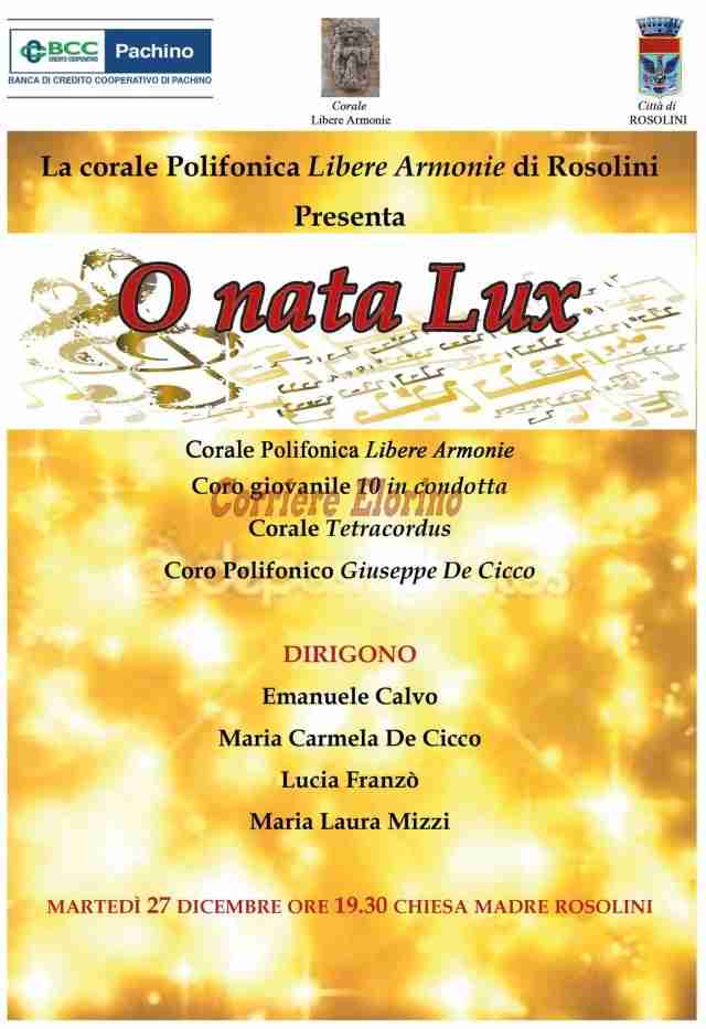 Questa sera in Chiesa Madre alle 19,30 a Rosolini “rassegna di cori” nel concerto “O nata Lux”