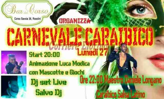 Lunedì 27 febbraio Carnevale Caraibico al Bar del Corso