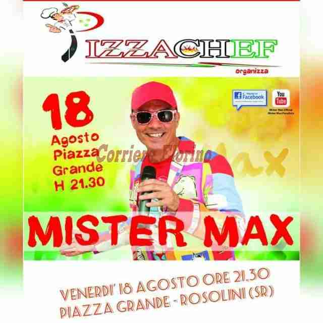 Mr Max domani in concerto per Pizza Chef