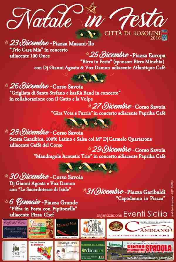 Ecco il programma del “Natale in festa” 2016