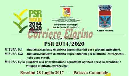 Venerdì 28  luglio 2017 incontro informativo sul Programma di Sviluppo Rurale Sicilia 2014-2020