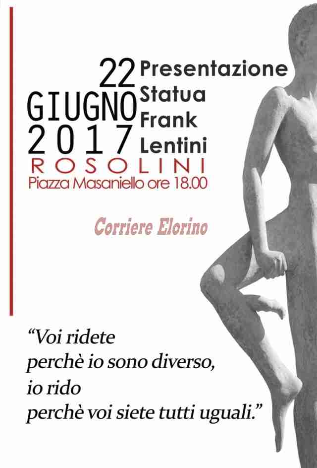 Giovedì 22 giugno la presentazione della Statua di Frank Lentini