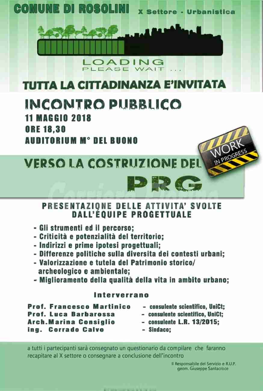 L’11 maggio incontro pubblico per parlare di PRG