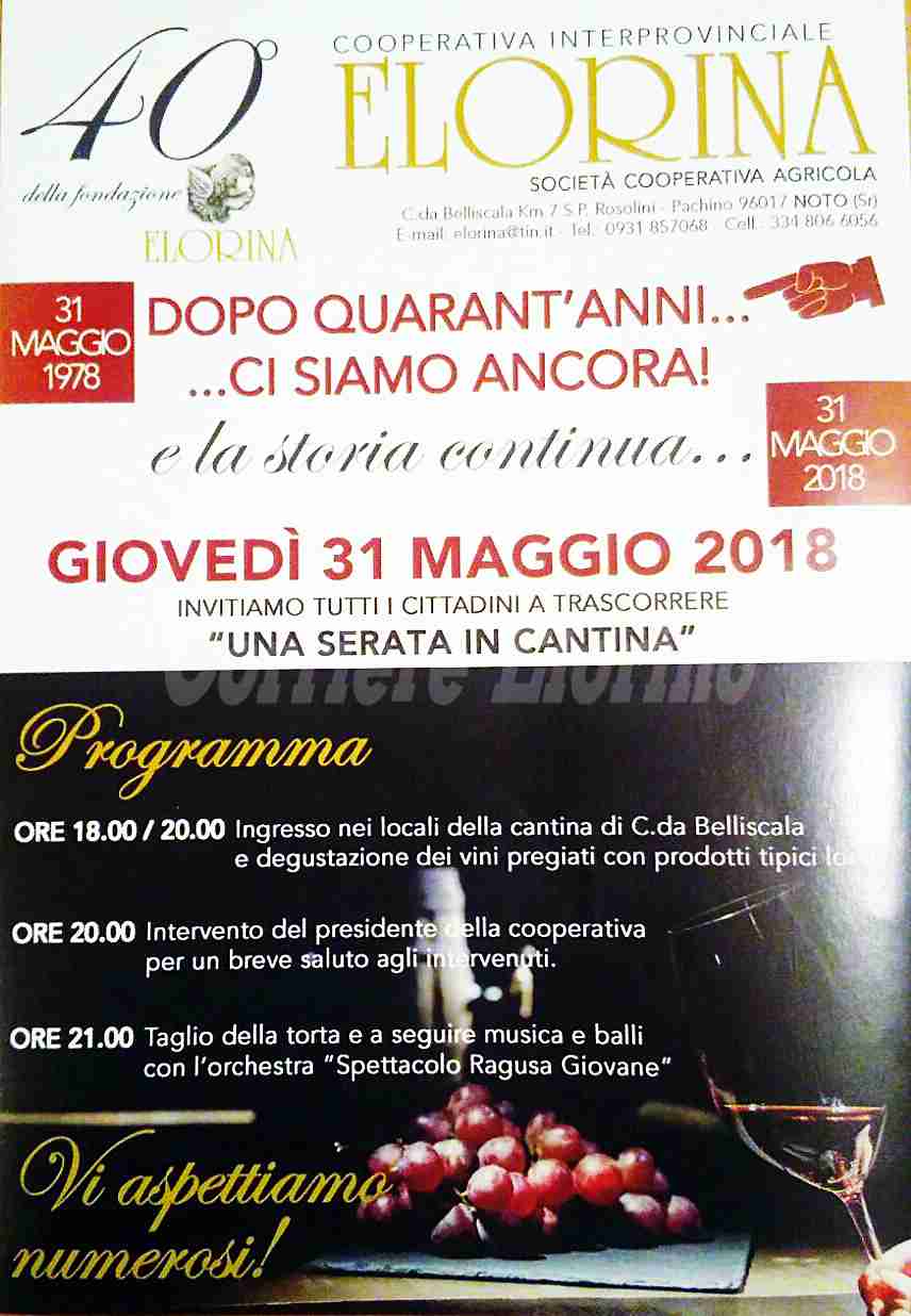 40 anni di “vite” per la Cantina Sociale “Elorina”: “E siamo ancora quì”