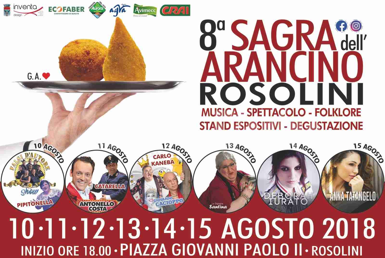 Sagra dell’Arancino. Giovedì 2 agosto conferenza stampa