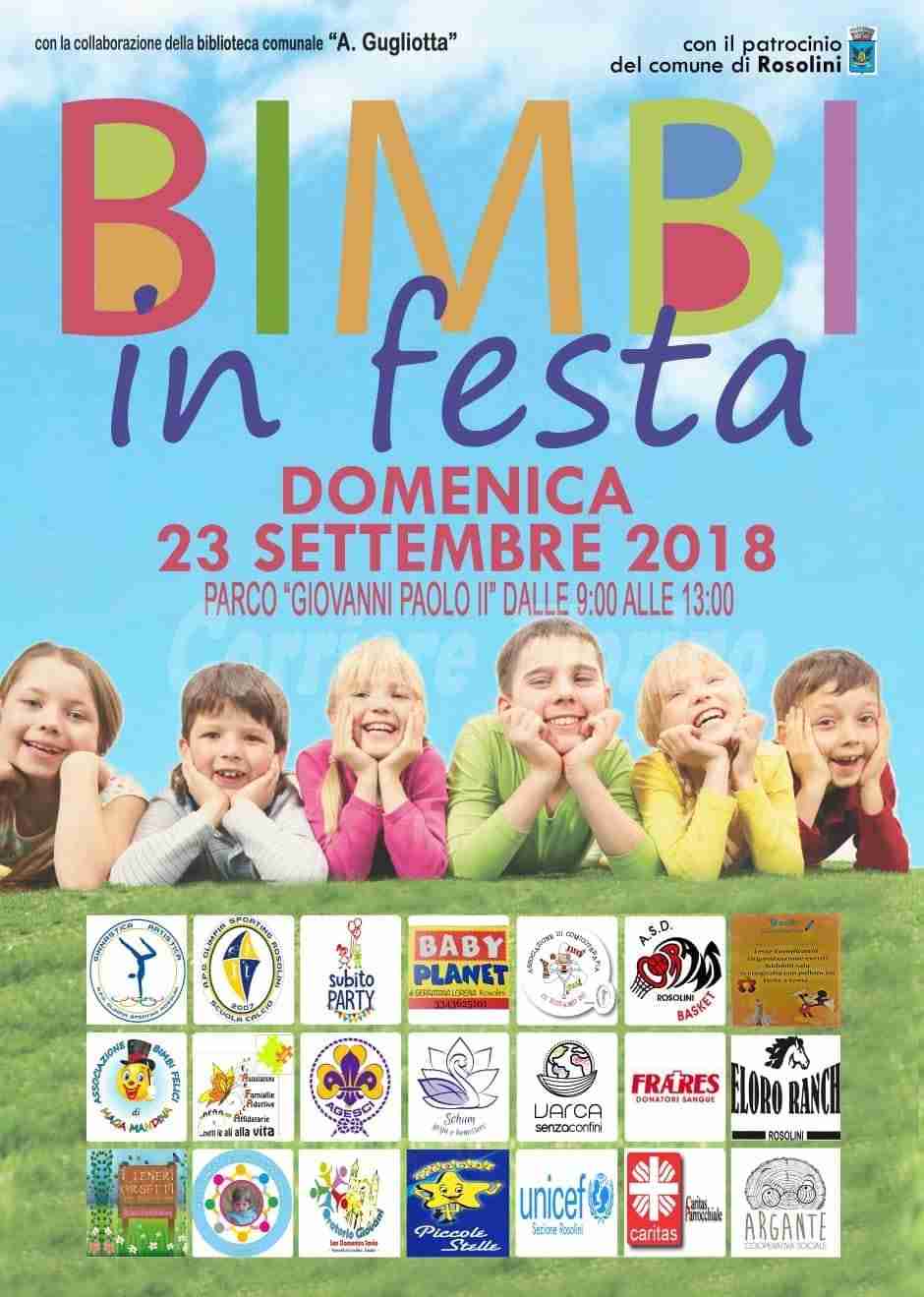 Domenica 23 settembre 3^Edizione di “Bimbi in Festa”