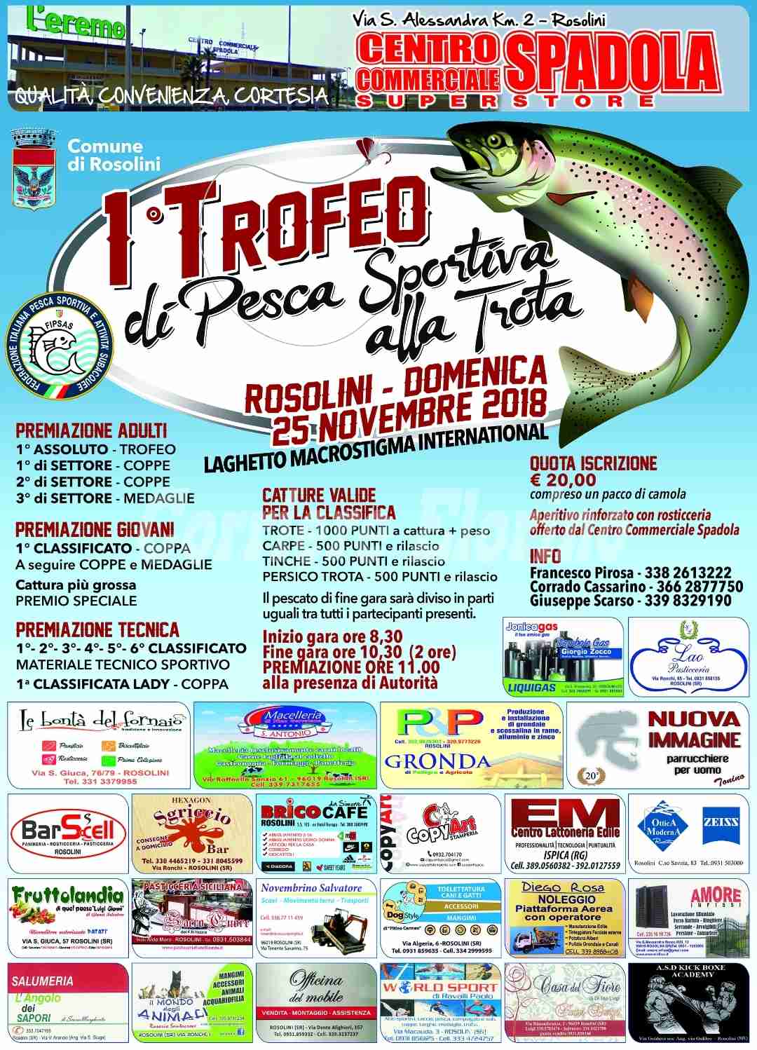 Domenica a Rosolini il primo trofeo di pesca sportiva alla trota al laghetto Macrostigma