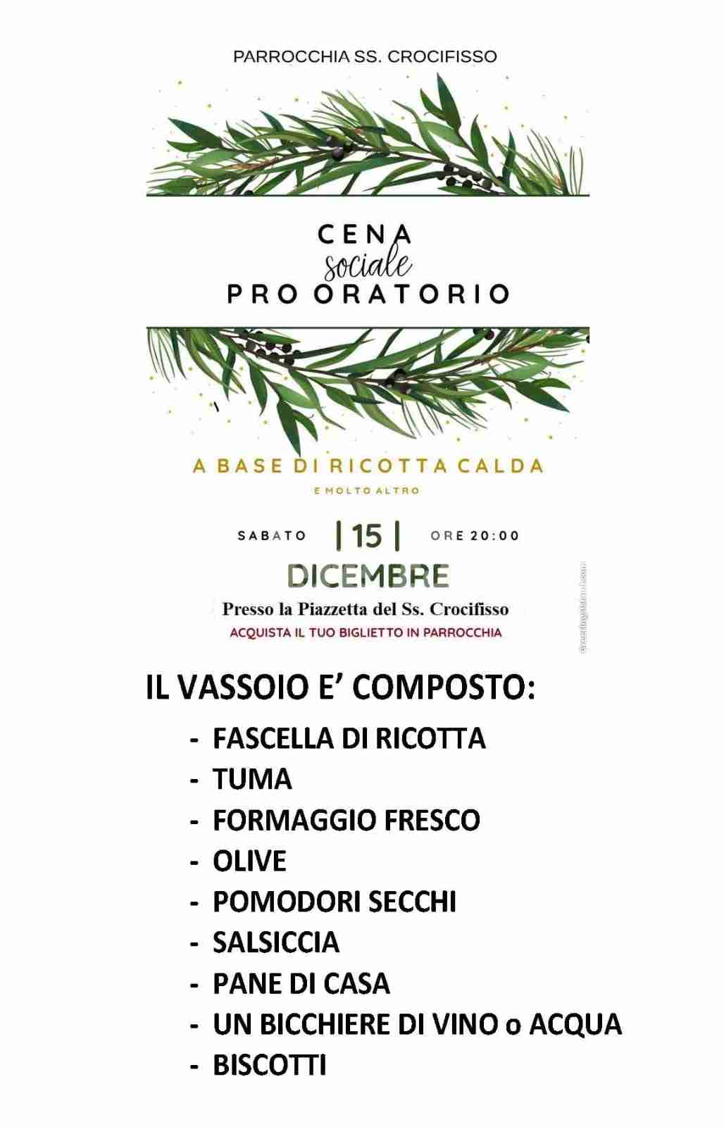 Sabato 15 Cena Sociale Pro Oratorio “S. Domenico Savio”