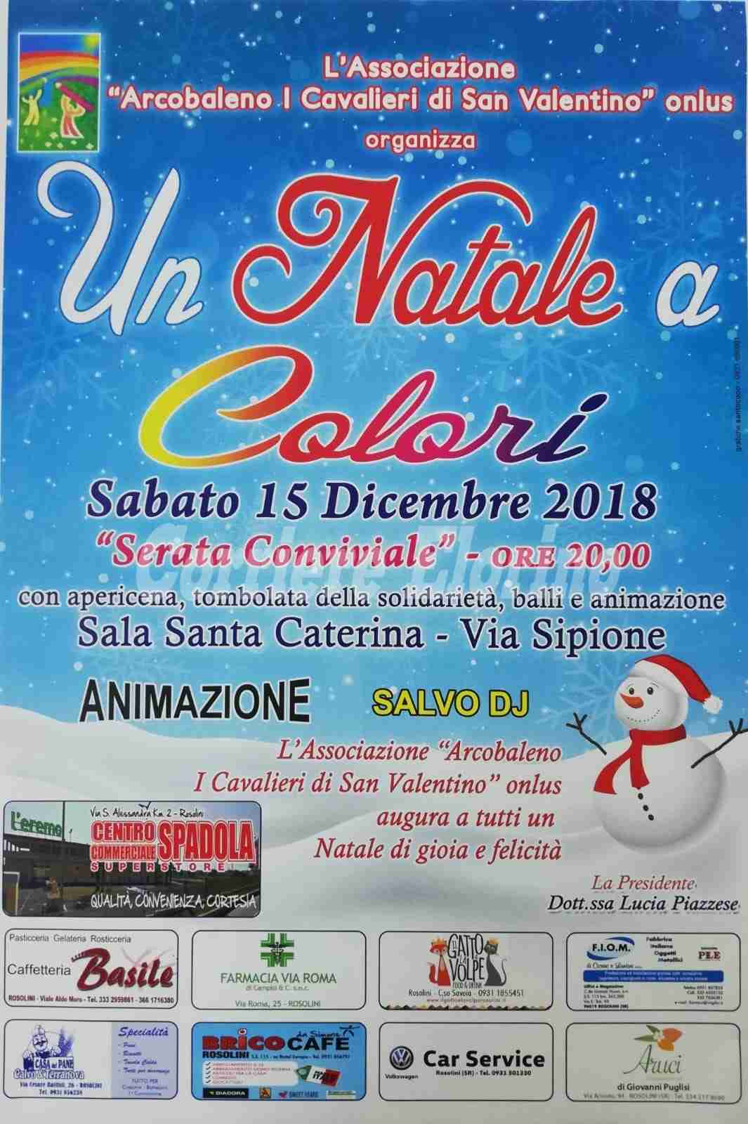 Domani sera “Un Natale a colori” promosso dall’Ass. Arcobaleno I Cavalieri di San Valentino