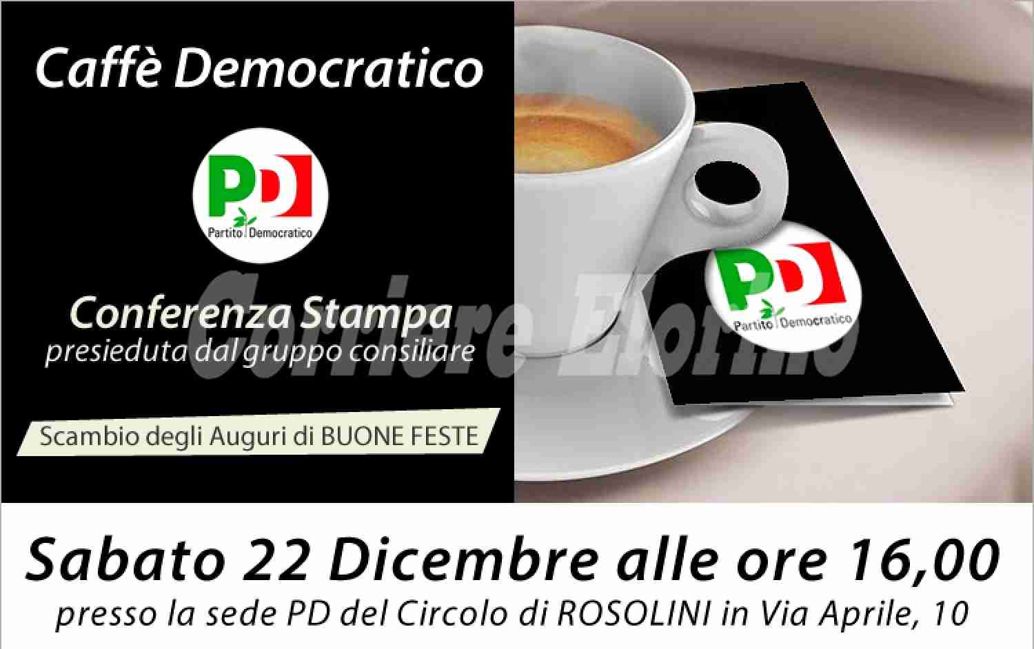 Sabato 22 Dicembre conferenza stampa del Partito Democratico