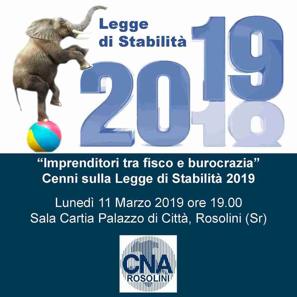 CNA di Rosolini: lunedì 11 marzo convegno sulla Legge di Stabilità 2019