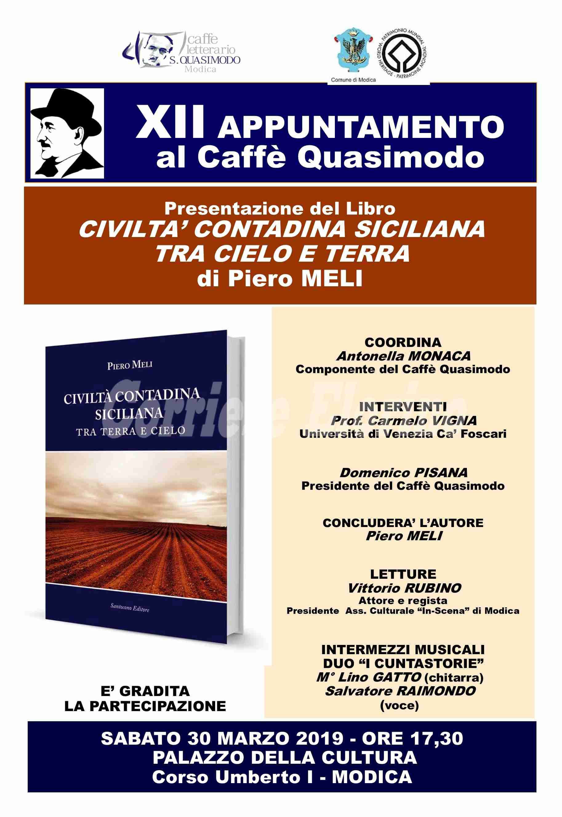 Il 30 marzo, a Modica, il filosofo Carmelo Vigna presenta il libro di Piero Meli