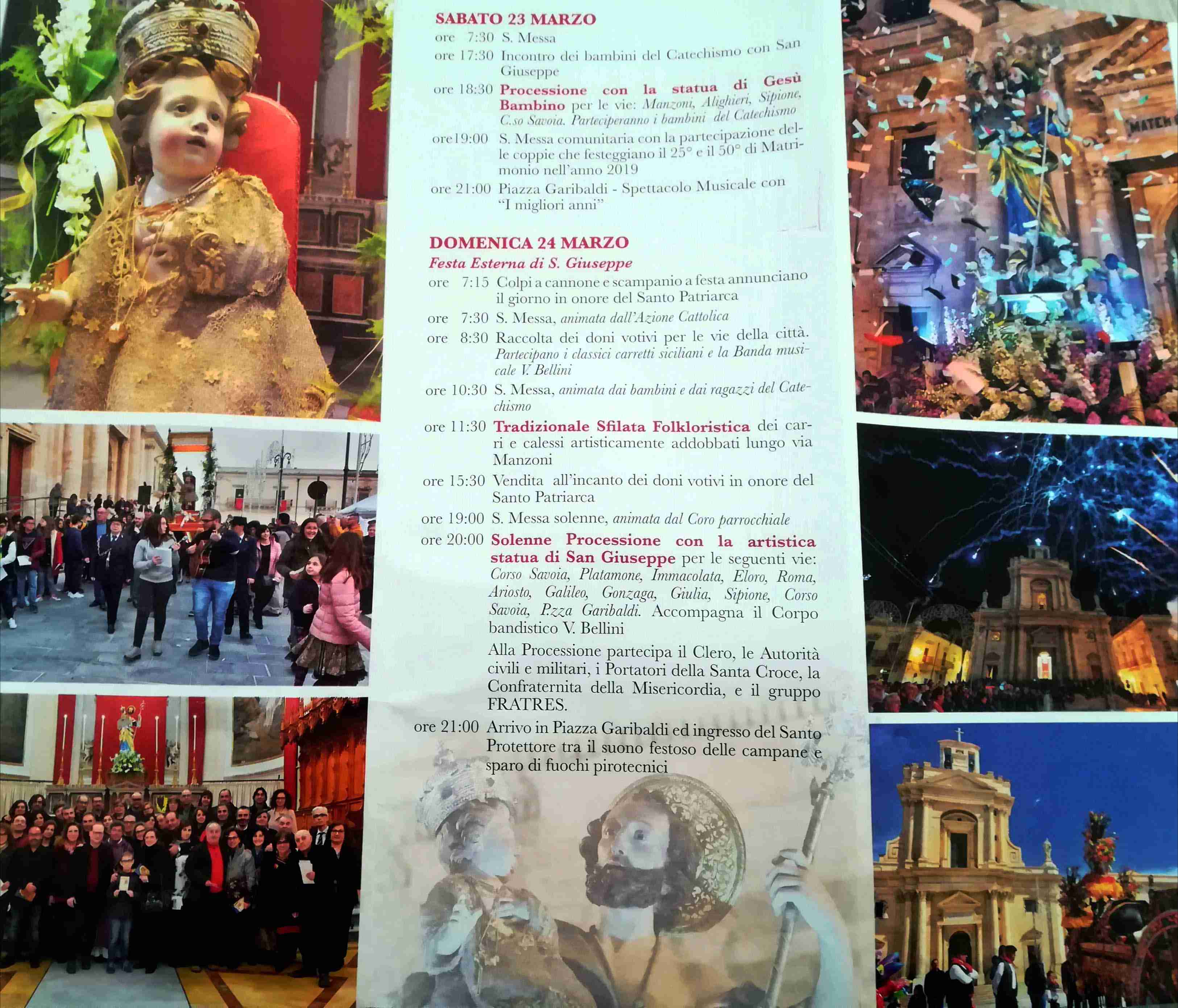 Il programma dei festeggiamenti in onore di San Giuseppe