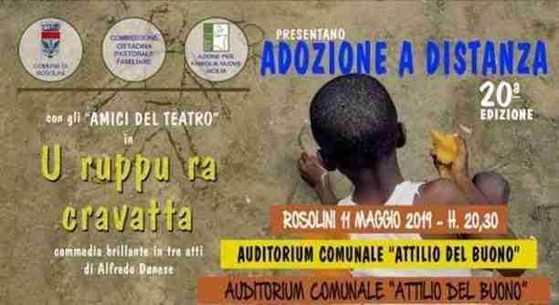 Adozioni a distanza: l’11 maggio serata teatrale promossa dal Movimento Famiglie Rosolini
