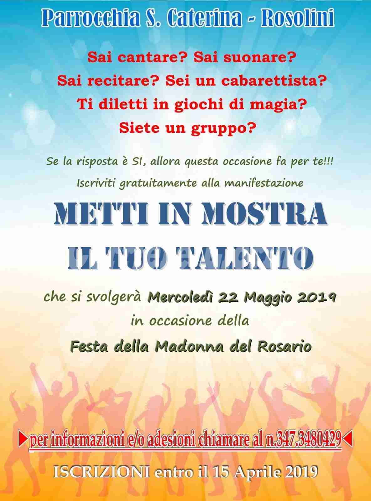 La parrocchia S. Caterina ti invita: “Metti in mostra il tuo talento”. Iscrizioni entro il 15 aprile