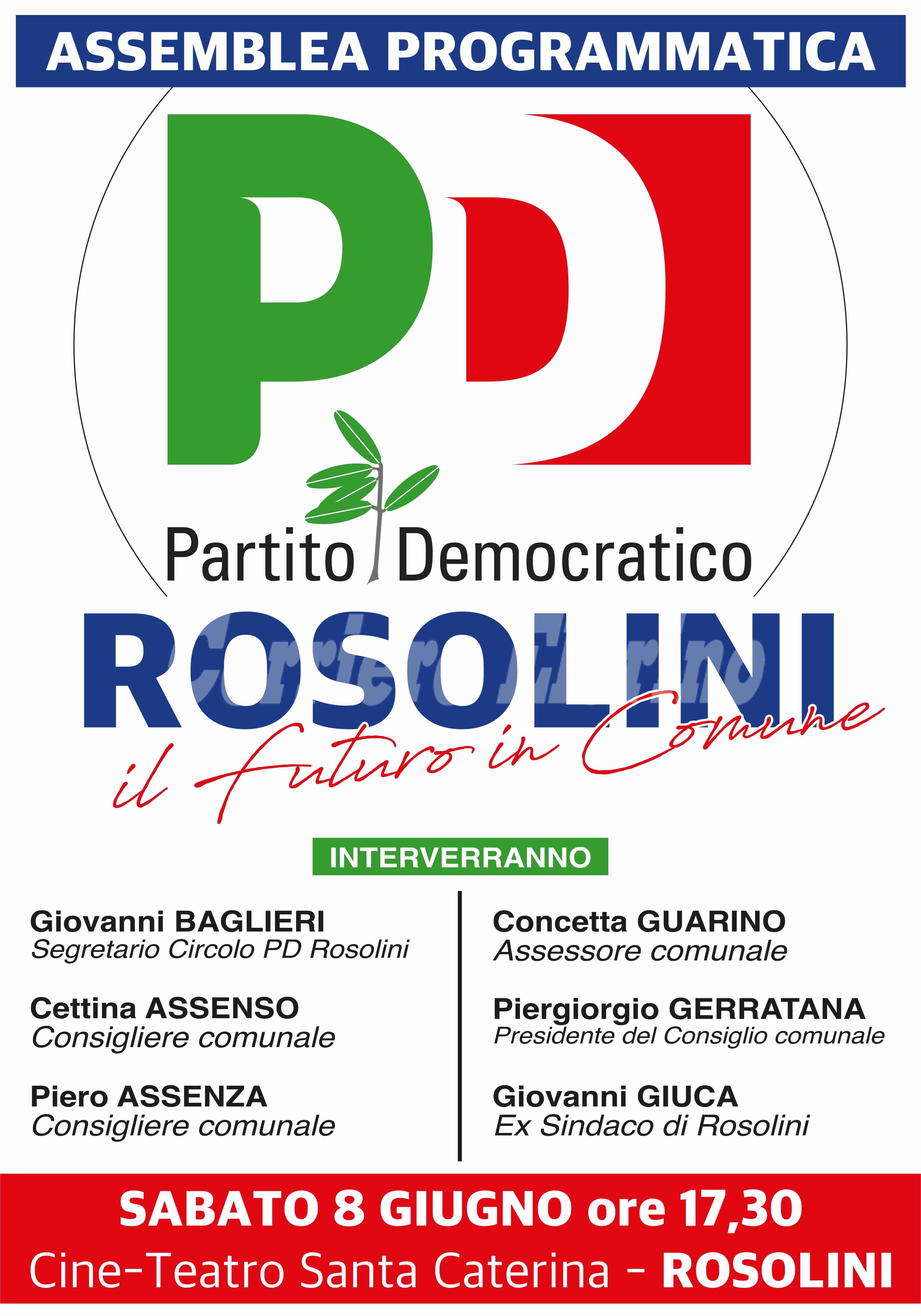 PD Rosolini: sabato assemblea programmatica su “Il Futuro in Comune”