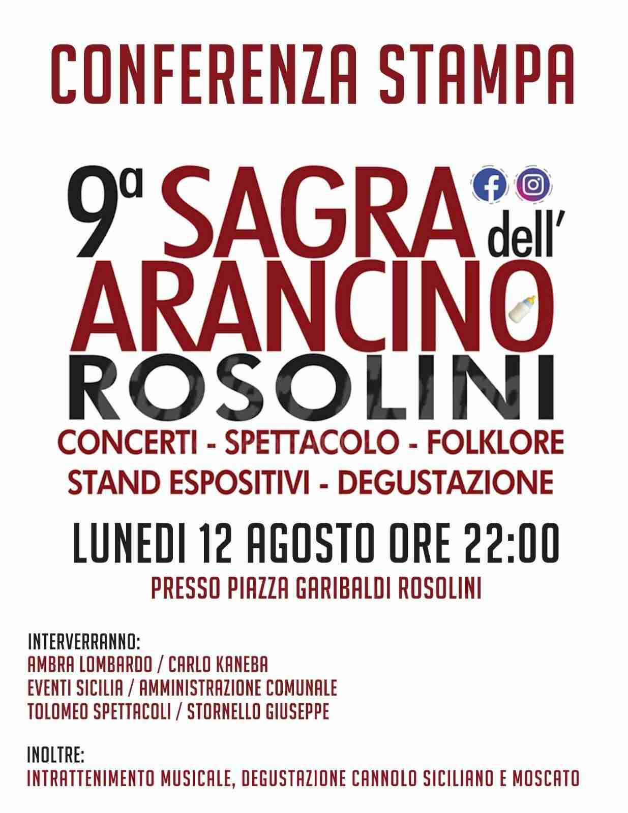 “IX Sagra dell’Arancino”: lunedì 12 agosto maxi conferenza stampa