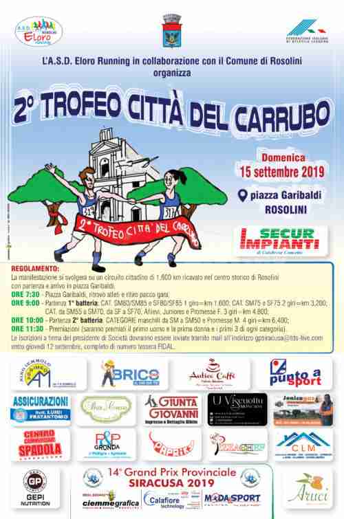 L’Eloro Running organizza il “2° Trofeo Città del Carrubo”: domenica la gara