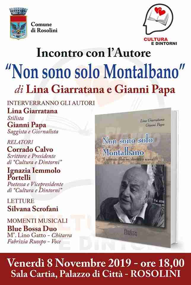 Venerdì lettarari di “Cultura e Dintorni”; l’8 novembre la presentazione di “Non sono solo Montalbano”