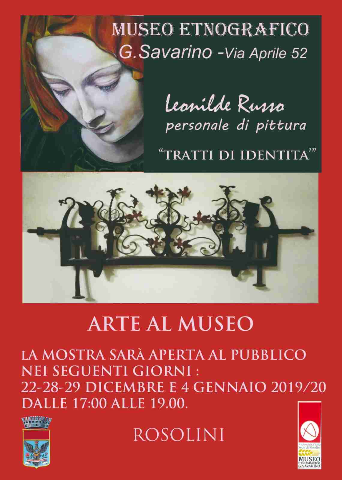 “Tratti d’identità”, l’arte di Leonilde Russo in mostra al Museo Etnografico