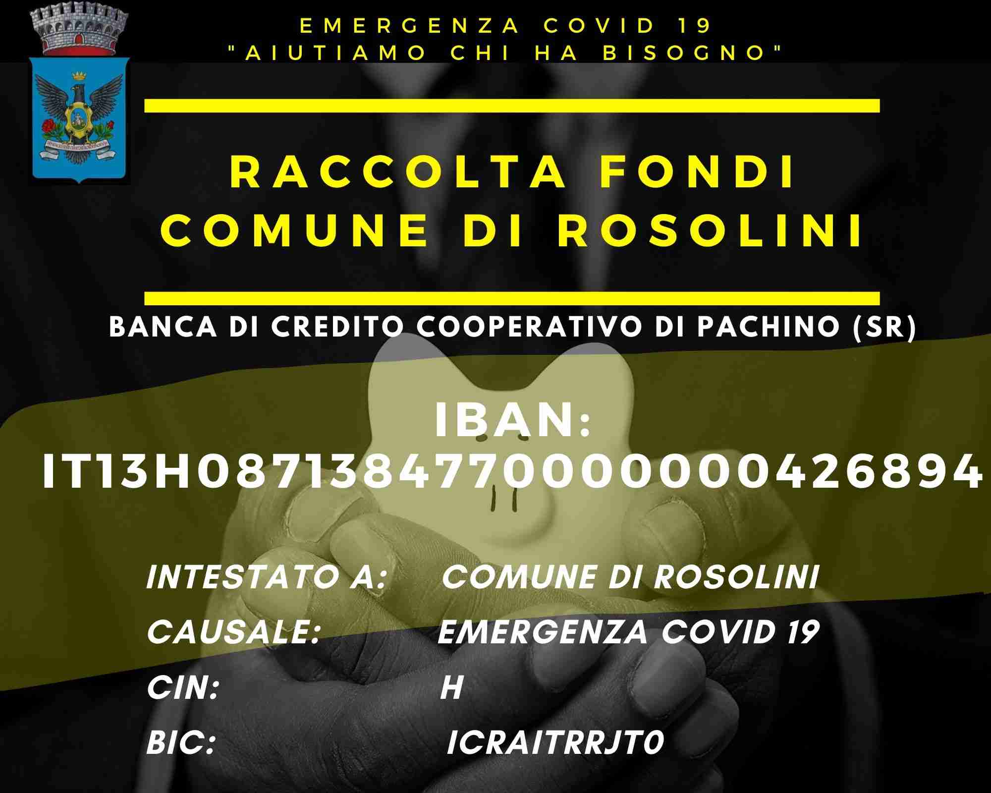 Coronavirus, è partita la gara di solidarietà con la raccolta fondi del Comune di Rosolini