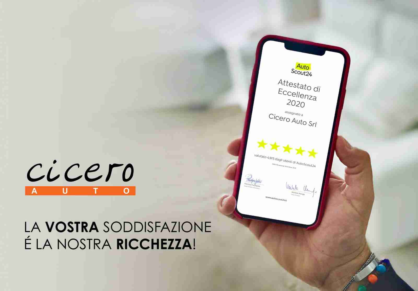 Per il quarto anno consecutivo AutoScout24 premia Cicero Auto: “Tra i migliori rivenditori della Sicilia”