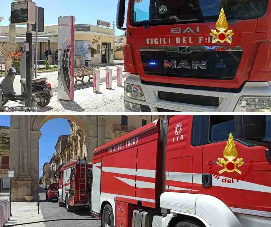 Noto – In fiamme un bar del centro storico, intervengono i Vigili del Fuoco