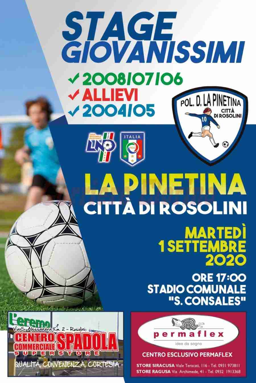 Martedi 1 settembre il primo stage de “La Pinetina Città di Rosolini” aperto ai giovanissimi