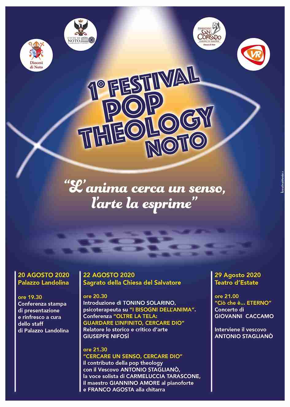 Il 22 e il 29 agosto Primo Festival di Pop Theology a Noto: “L’anima cerca un senso, l’arte la esprime”