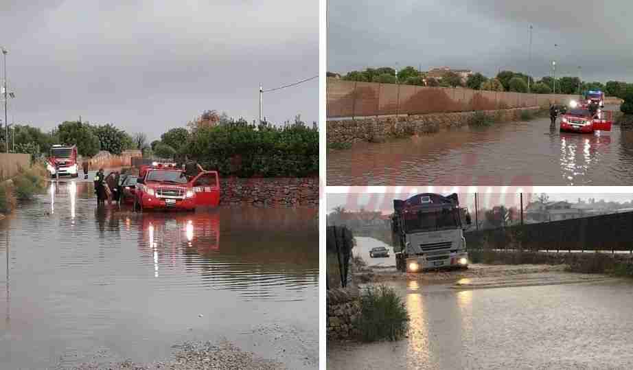 Pioggia e allagamenti: salvate 4 persone lungo la strada dell’area Protezione Civile