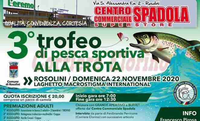 Domenica 22 novembre torna il 3° trofeo di pesca sportiva alla trota