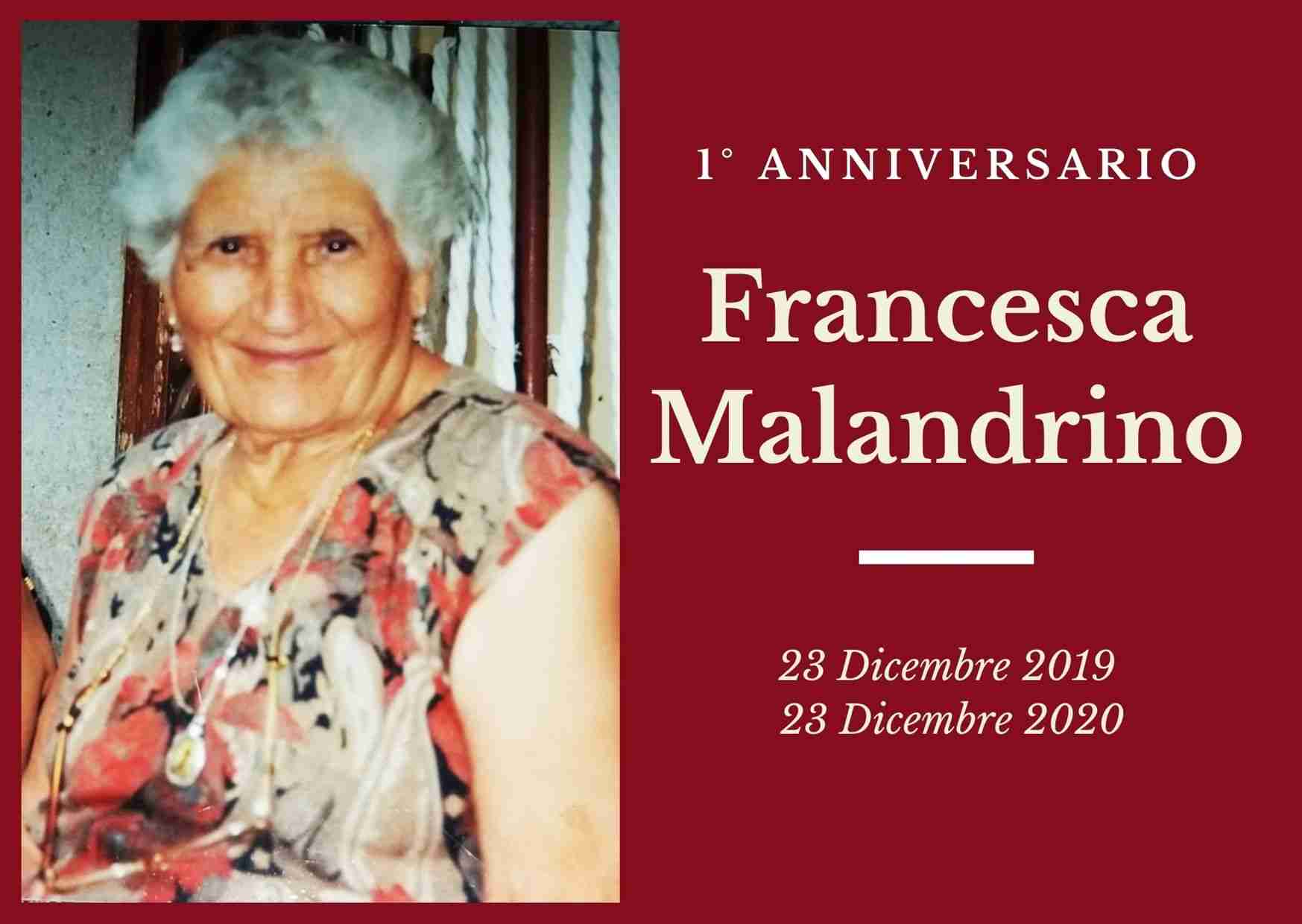 Necrologio: ricorre oggi il 1° anniversario di Francesca Malandrino
