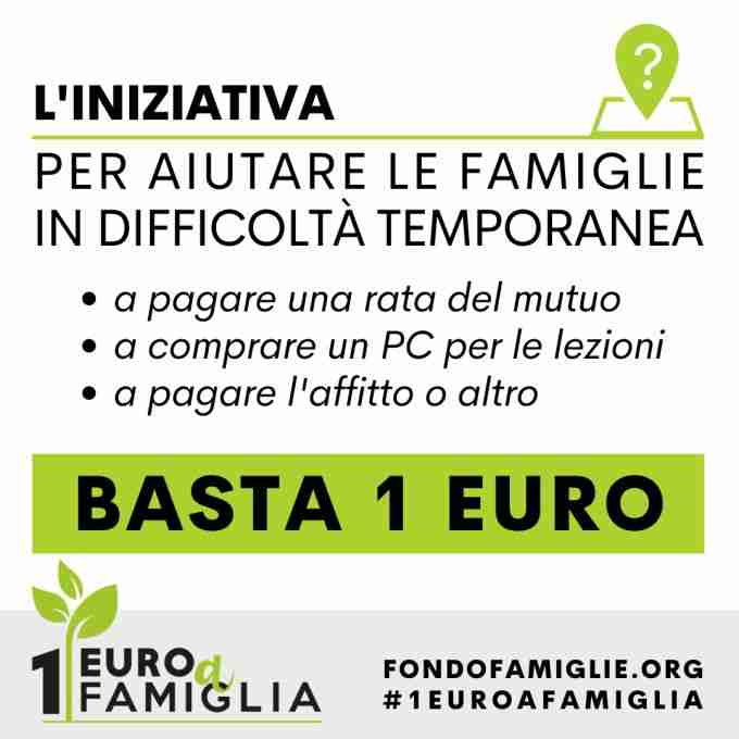 #1euroafamiglia, la campagna di raccolta per aiutare le famiglie in difficoltà