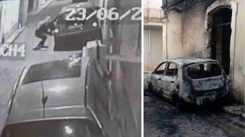 Ancora fiamme nella notte a Rosolini, a fuoco l’auto di un 80enne (Il video)