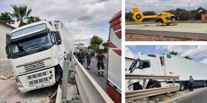 Rimane incastrato tra tir e guard rail, autista trasportato in elisoccorso a Catania