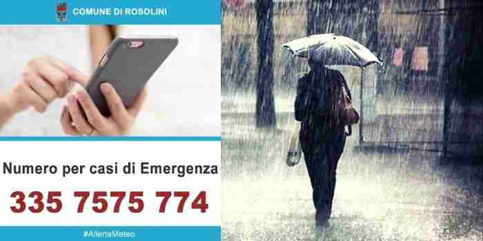 Maltempo, allerta rossa: il Sindaco mette a disposizione un numero di emergenza attivo h24