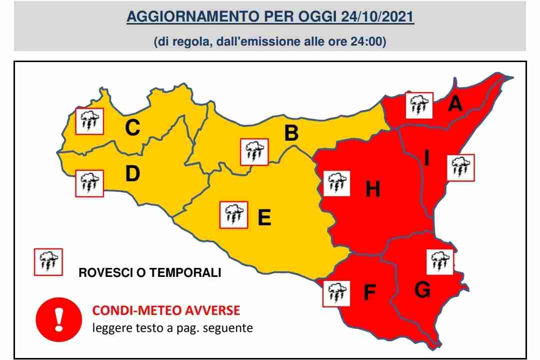 Aggiornato il bollettino della Protezione Civile, per oggi è “allerta rossa”