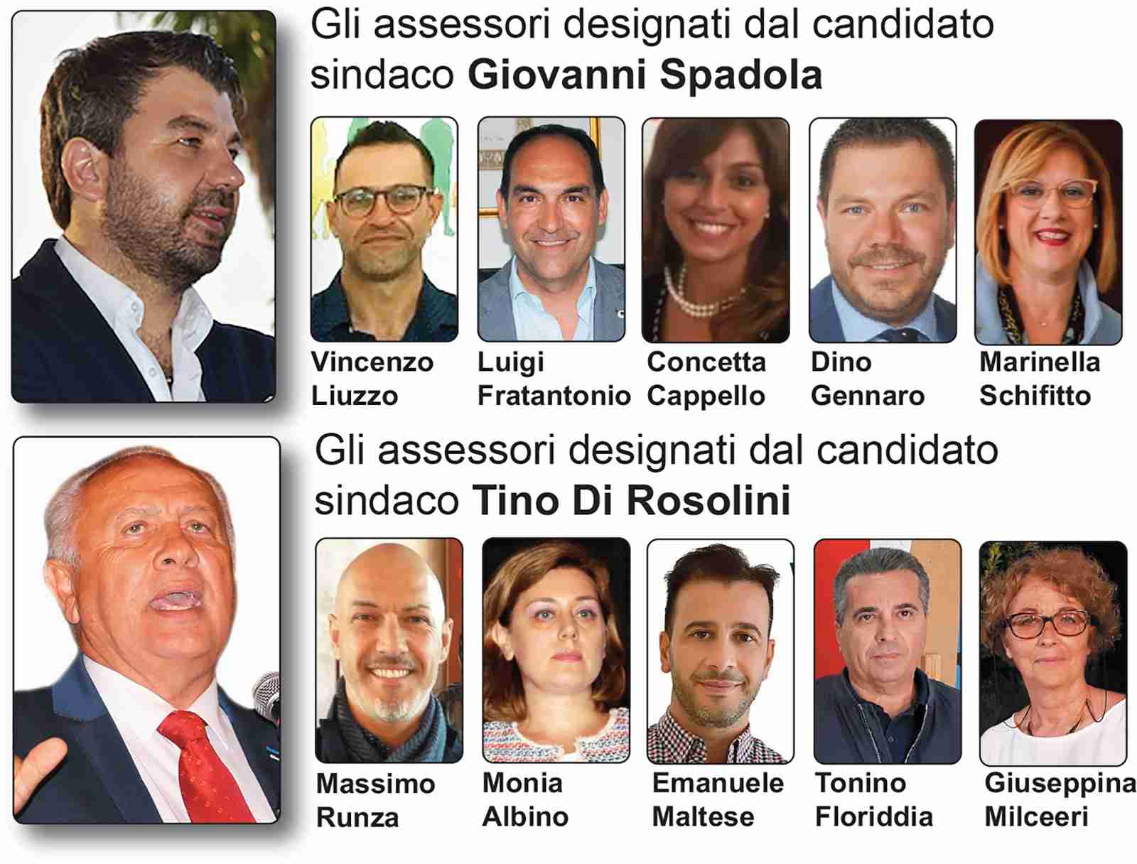 Designata la squadra assessoriale dei due candidati sindaco Di Rosolini e Spadola