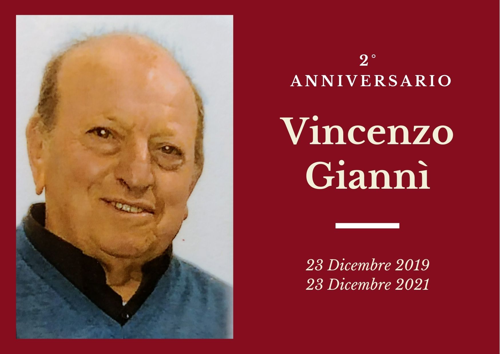 Necrologio: ricorre oggi il 2° anniversario di Vincenzo Giannì