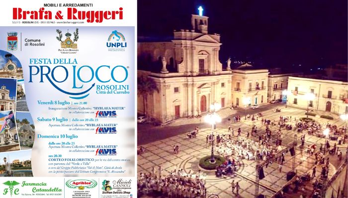 Dall’8 al 10 Luglio la Festa della ProLoco Rosolini Città del Carrubo