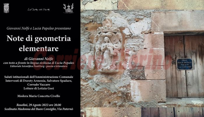 “Note di geometria elementare” di Giovanni Nolfe, stasera la presentazione nella scalinata del Buon Consiglio